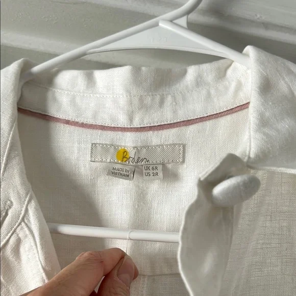 Boden White Button-Front Mini Dress with Tie Waist - Picture 2 of 3